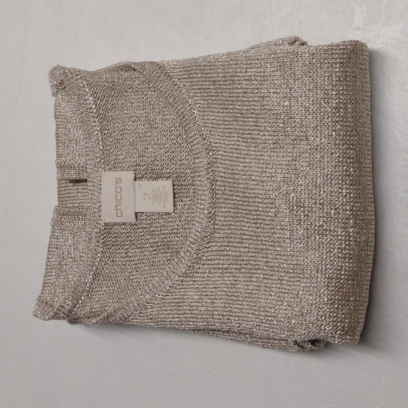 Chico's top women size 2(L) cream and gold color - Picture 8 of 8